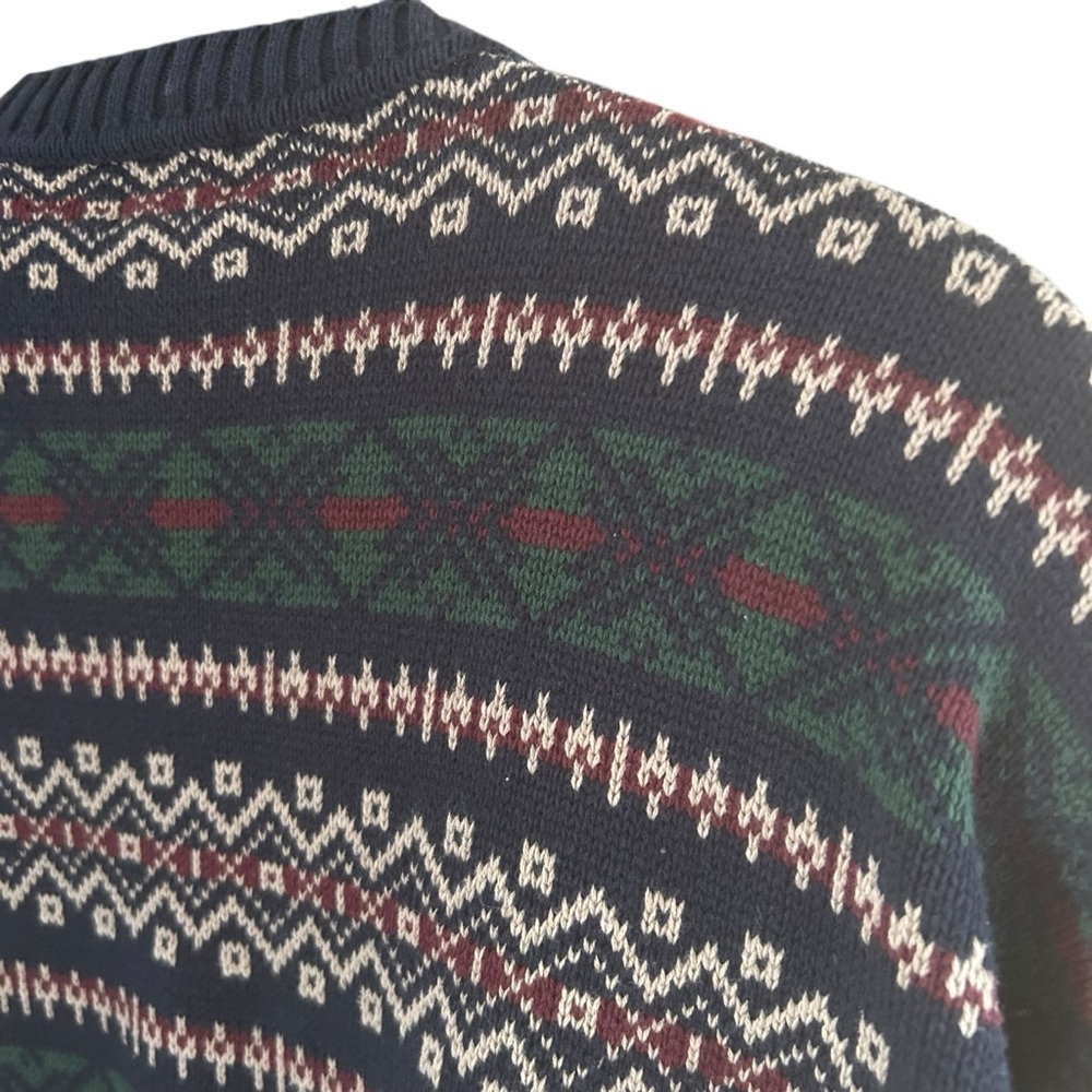 Dockers Sweater Mens SZ LG Y2K blue  nordic grandpa cabincore retro 100%cotton - Picture 11 of 13